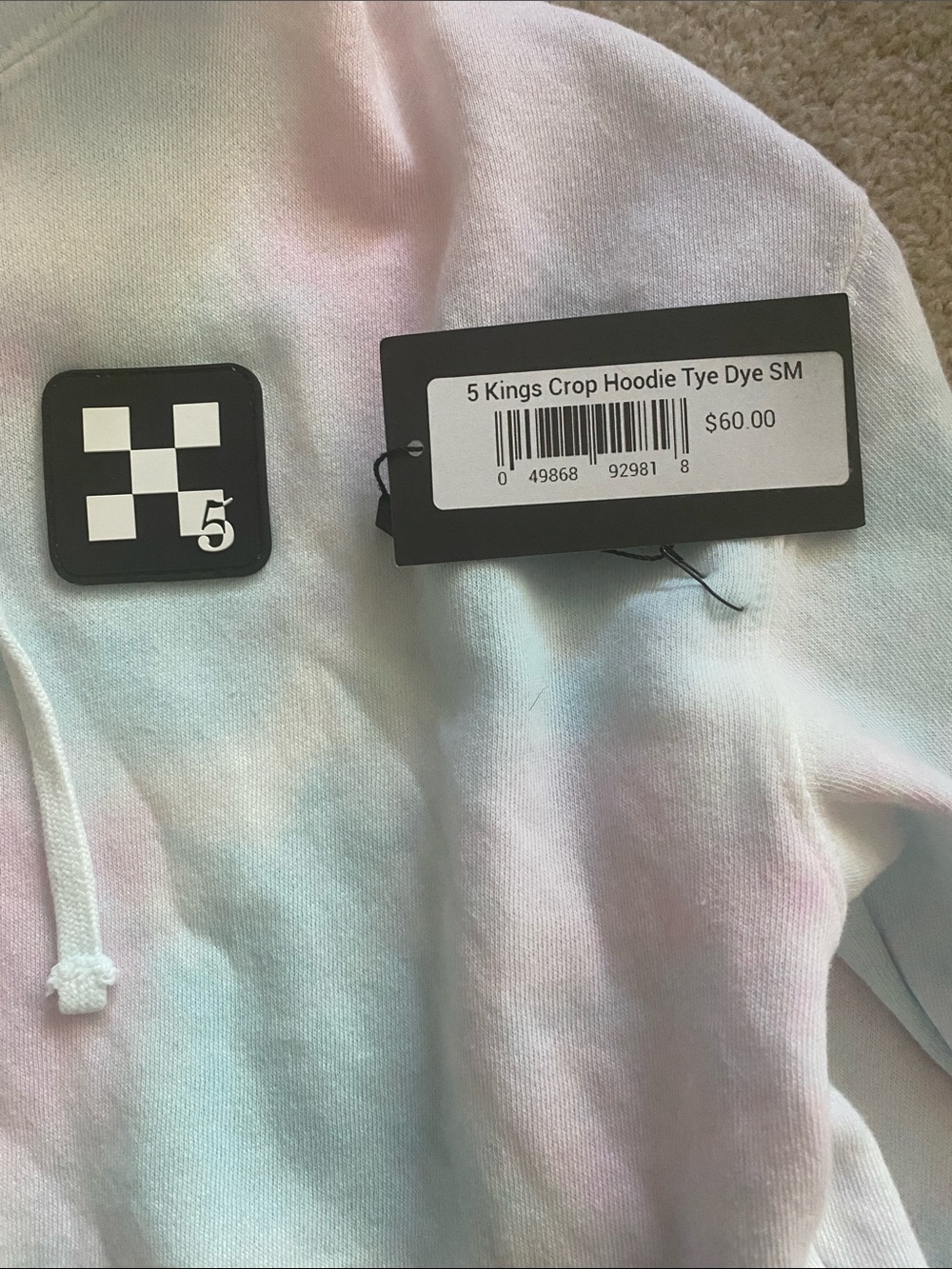 5 kings crop tye dye hoodie size Small/medium   NWT - Picture 7 of 7